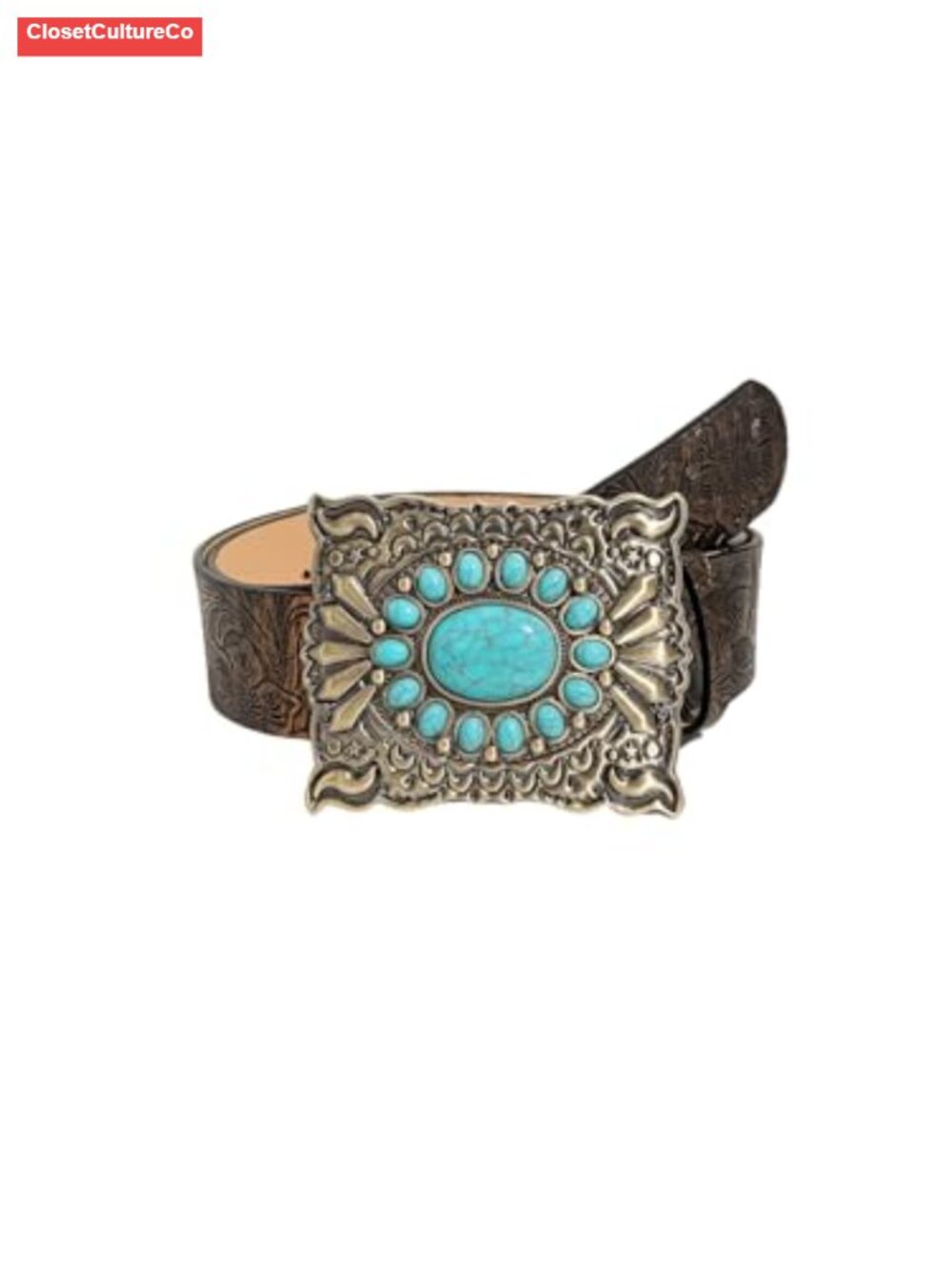 Women's Western Leather Belt Turquoise Concho Cowgirl Boho